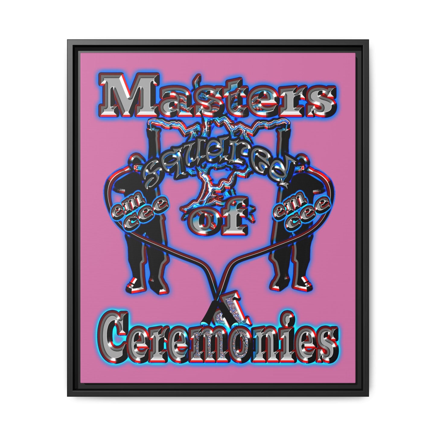 em cee squared - framed canvas art (light pink)