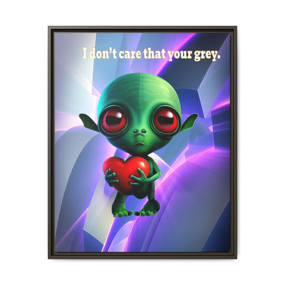 I don't care that your grey - framed canvas art (grey-pink wave)