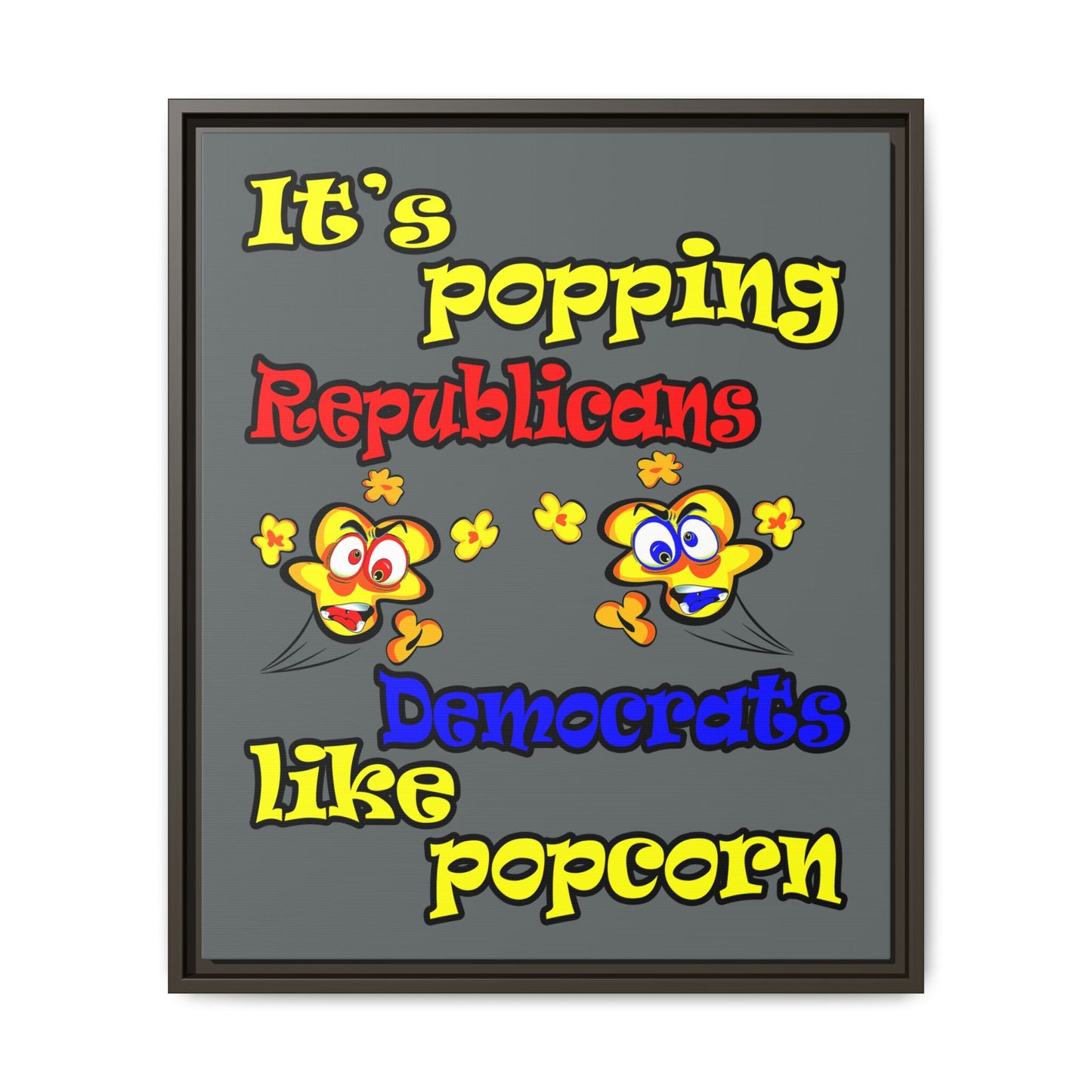 popping like popcorn - framed canvas art (dark grey)