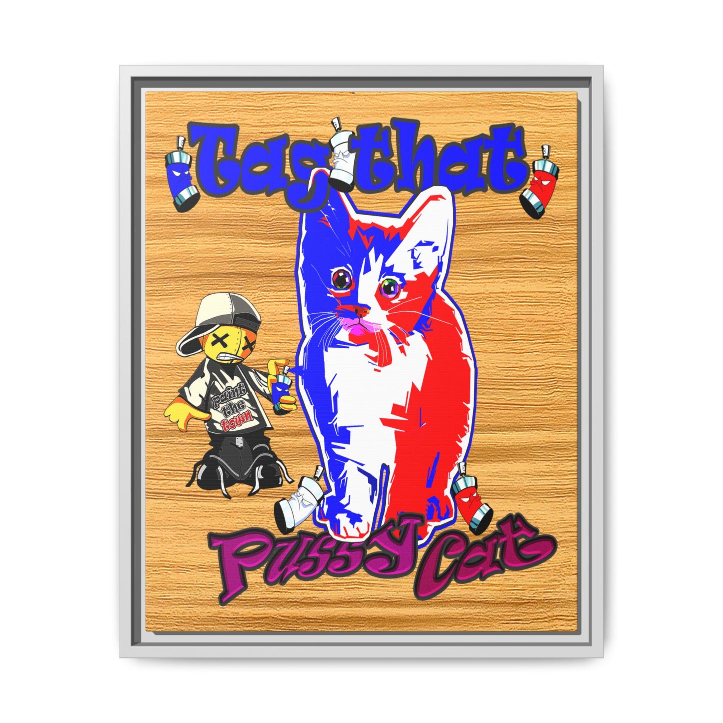 tag that - framed canvas art (butterscotch wood finish)