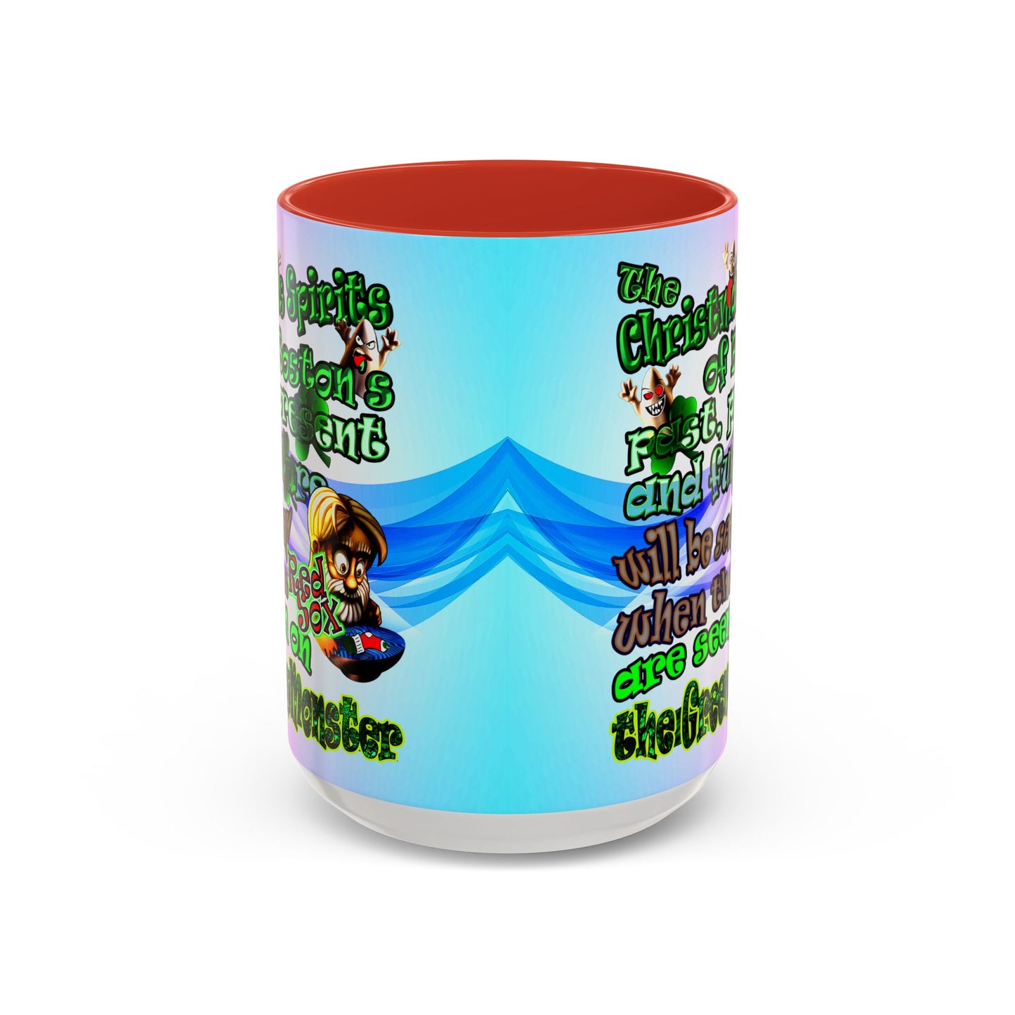 christmas spirits of boston - Accent Mug (light blue-pink wave)