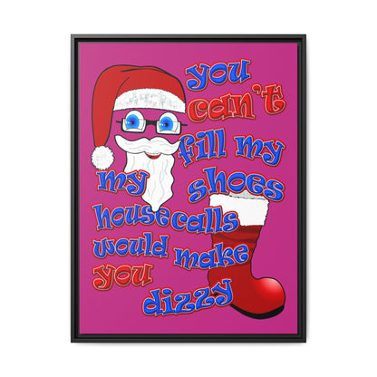 santa's shoes - framed canvas art (pink)