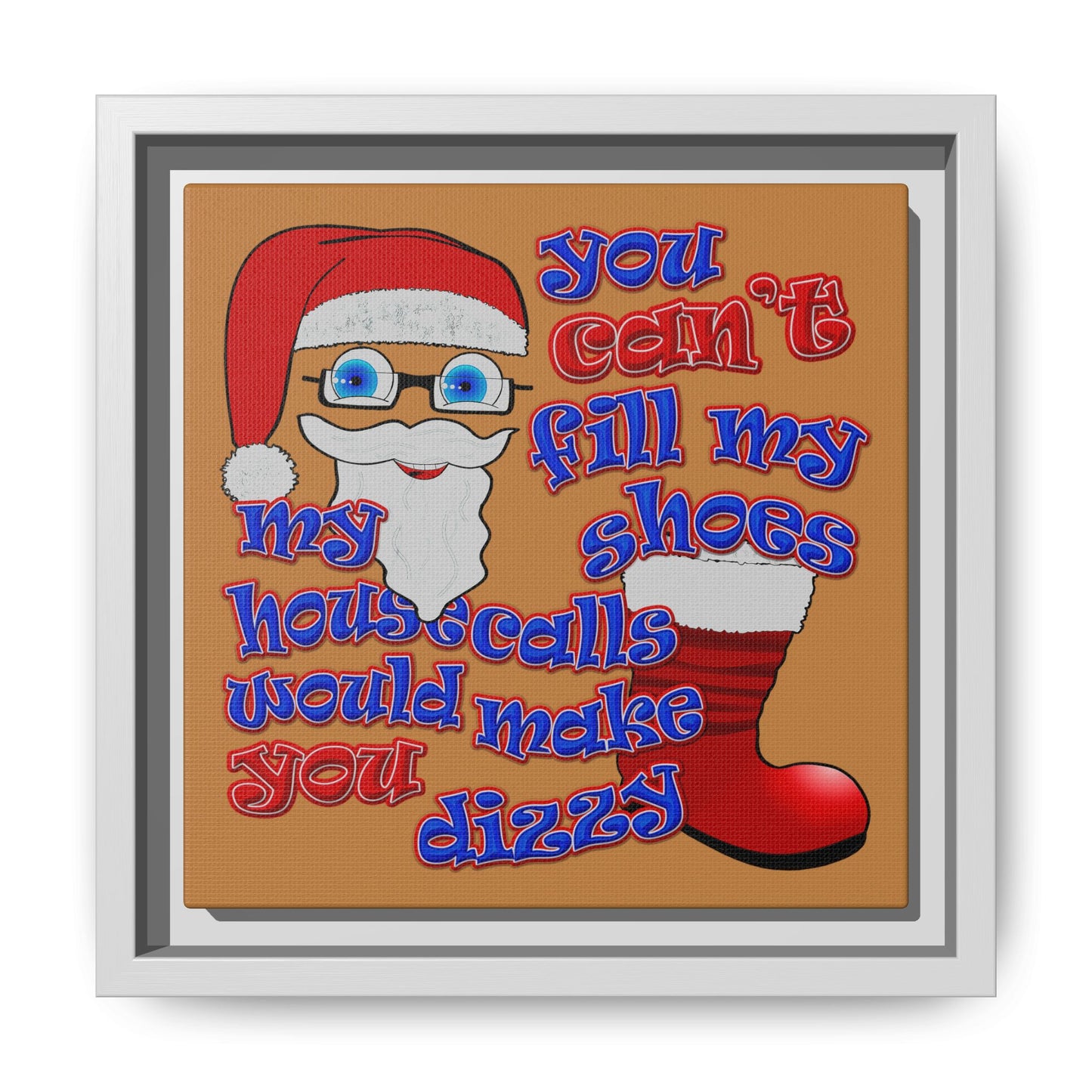 santa's shoes - framed canvas art (light brown)