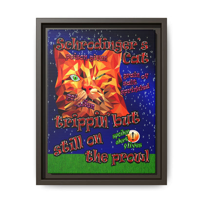 schrodinger's cat - framed canvas art ('snoops' background)