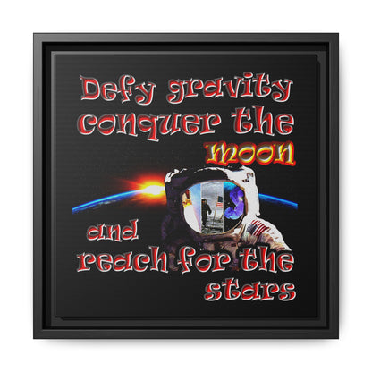defy conquer reach - framed canvas art (black)