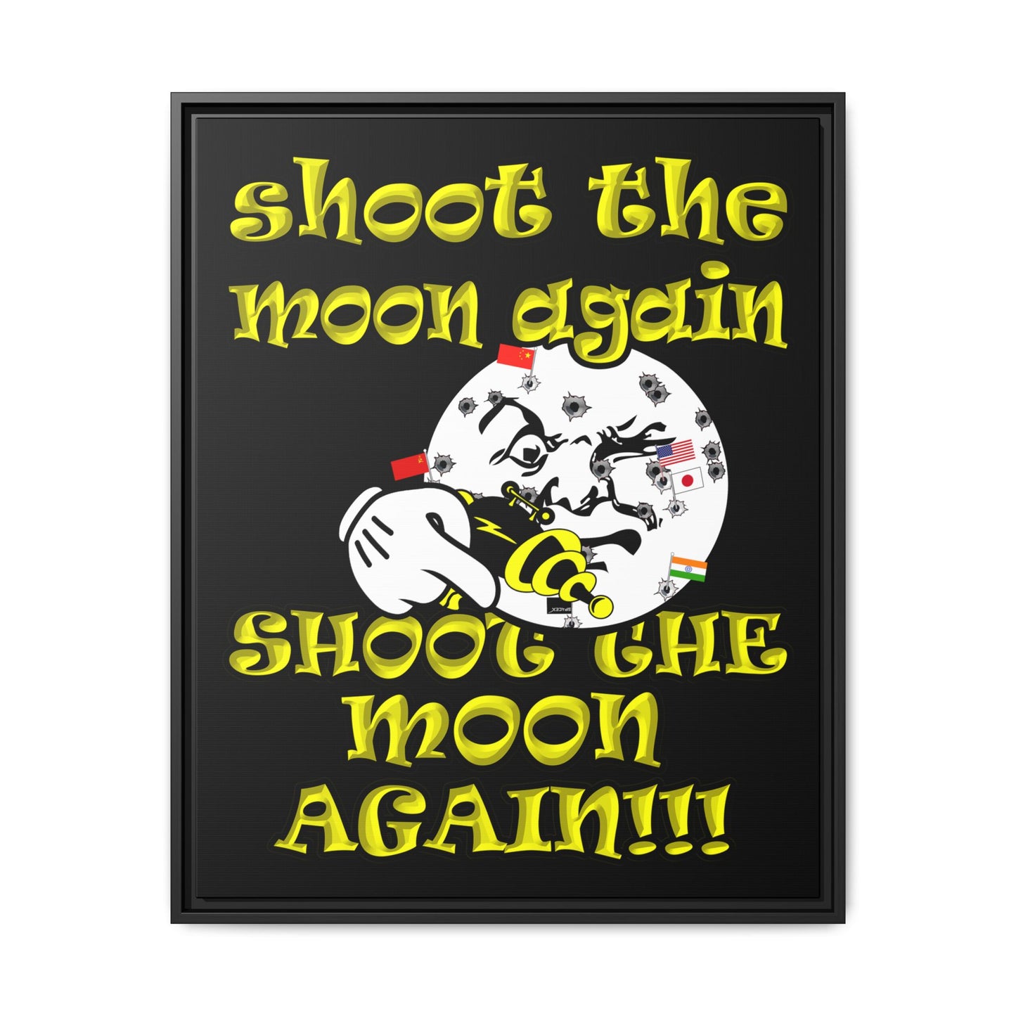 shoot the moon again - framed canvas art (black)