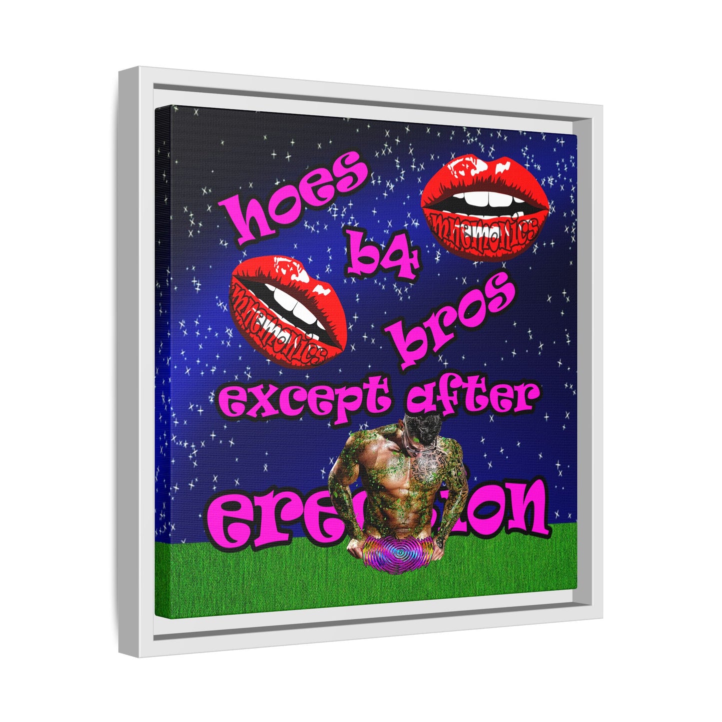hoes b4 bros - framed canvas art ('snoops' background)