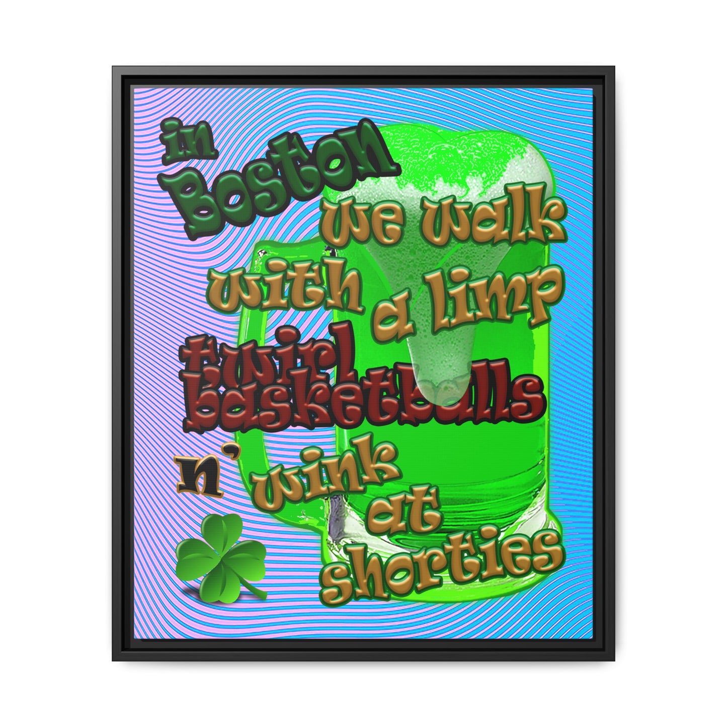 celtics logo - framed canvas art (light blue-purple wave)