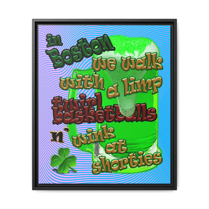 celtics logo - framed canvas art (light blue-purple wave)