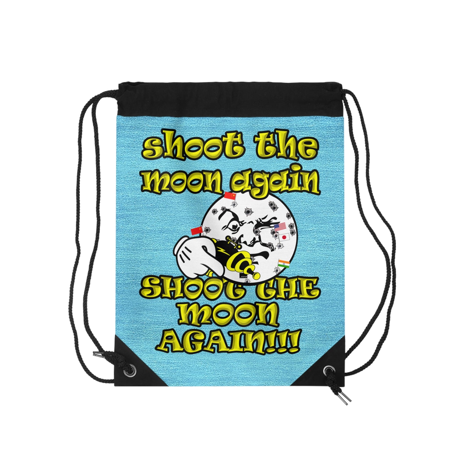 shoot the moon again - Drawstring Bag (faded blue)