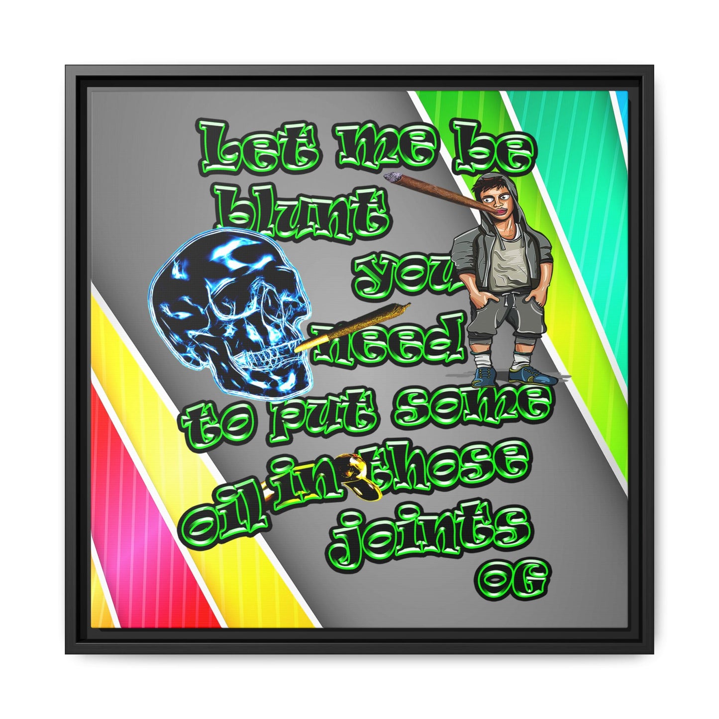 og - framed canvas art (rainbow split)