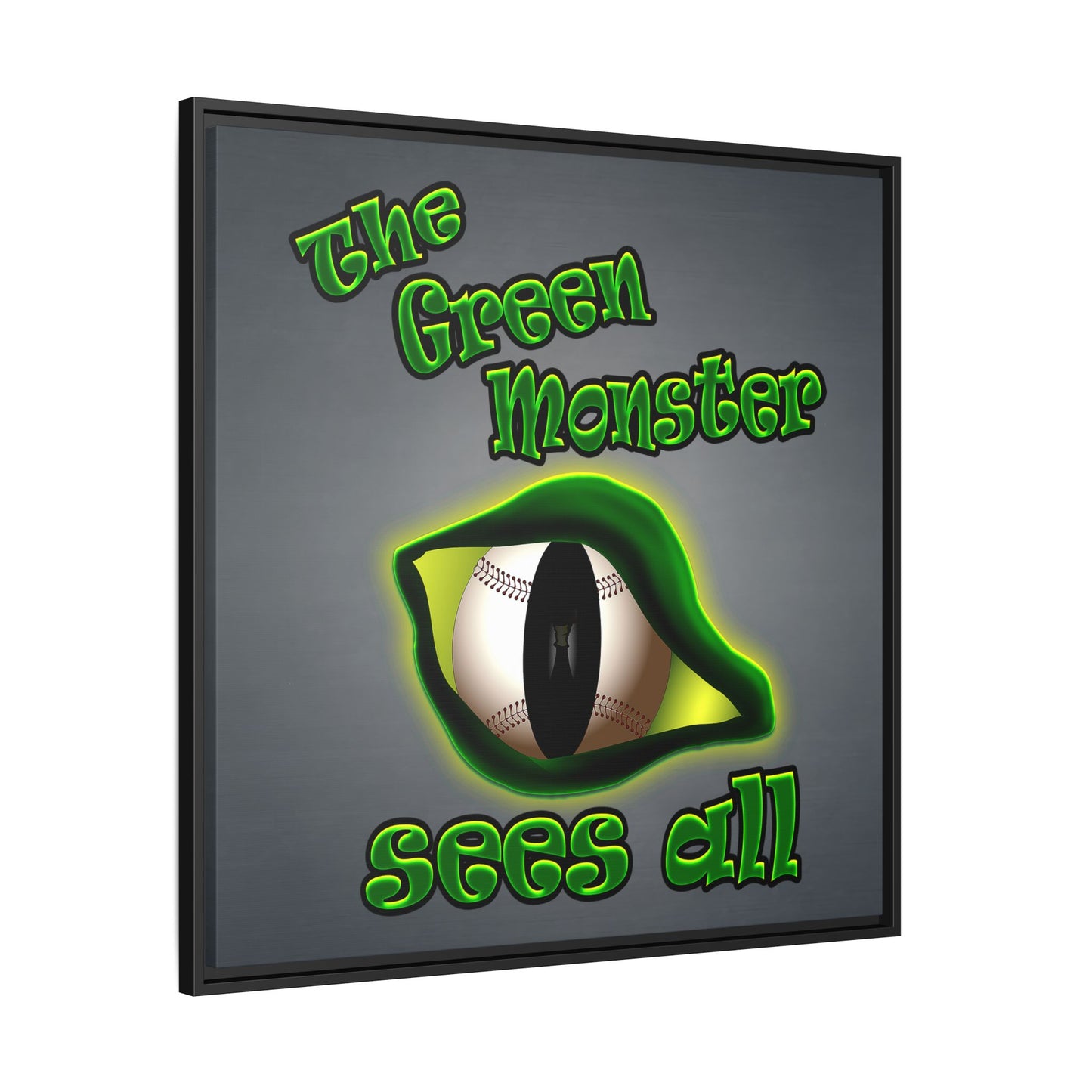 green monster - framed canvas art (grey-light grey)