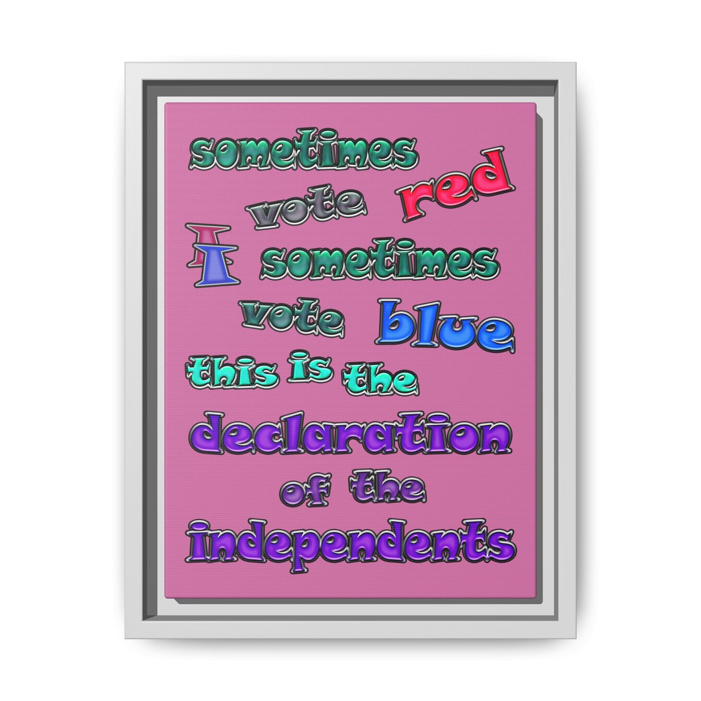 declaration of the independents - framed canvas art (light pink)