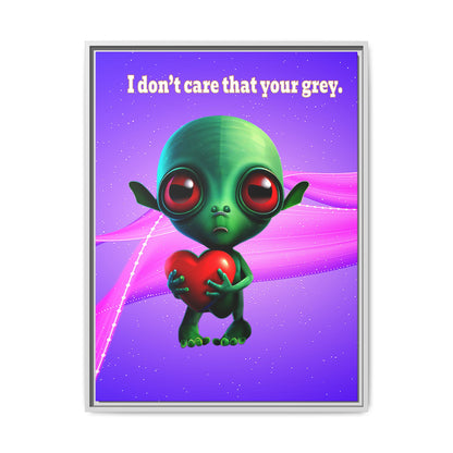 I don't care that your grey - framed canvas art (purple-pink wave)