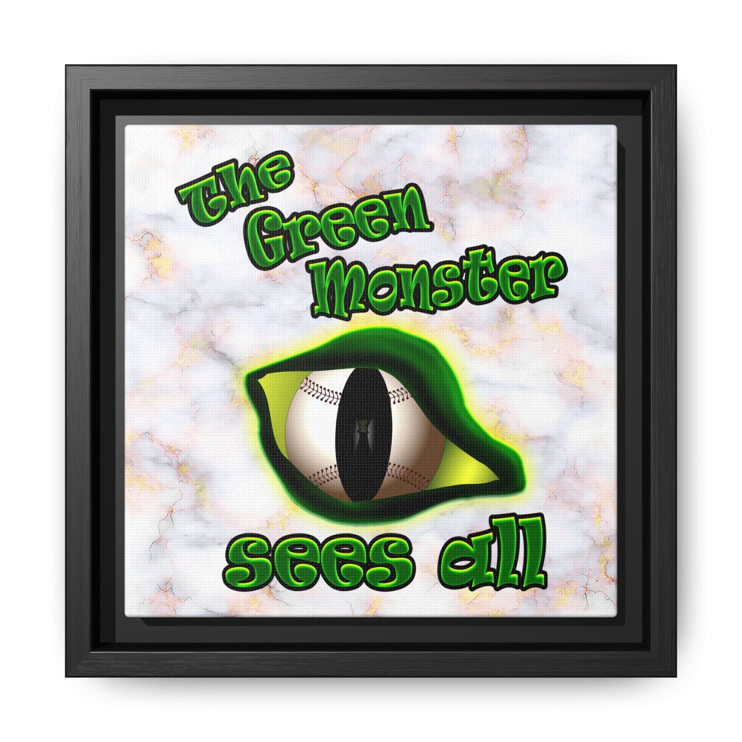 green monster - framed canvas art (white marble)
