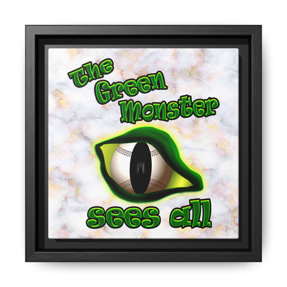 green monster - framed canvas art (white marble)
