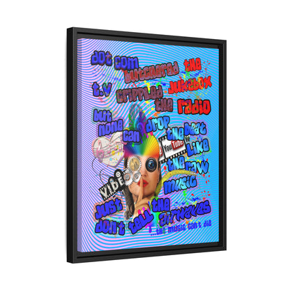 drop the beat - framed canvas art (light blue-purple wave)