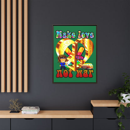 love peace - framed canvas art (dark green)