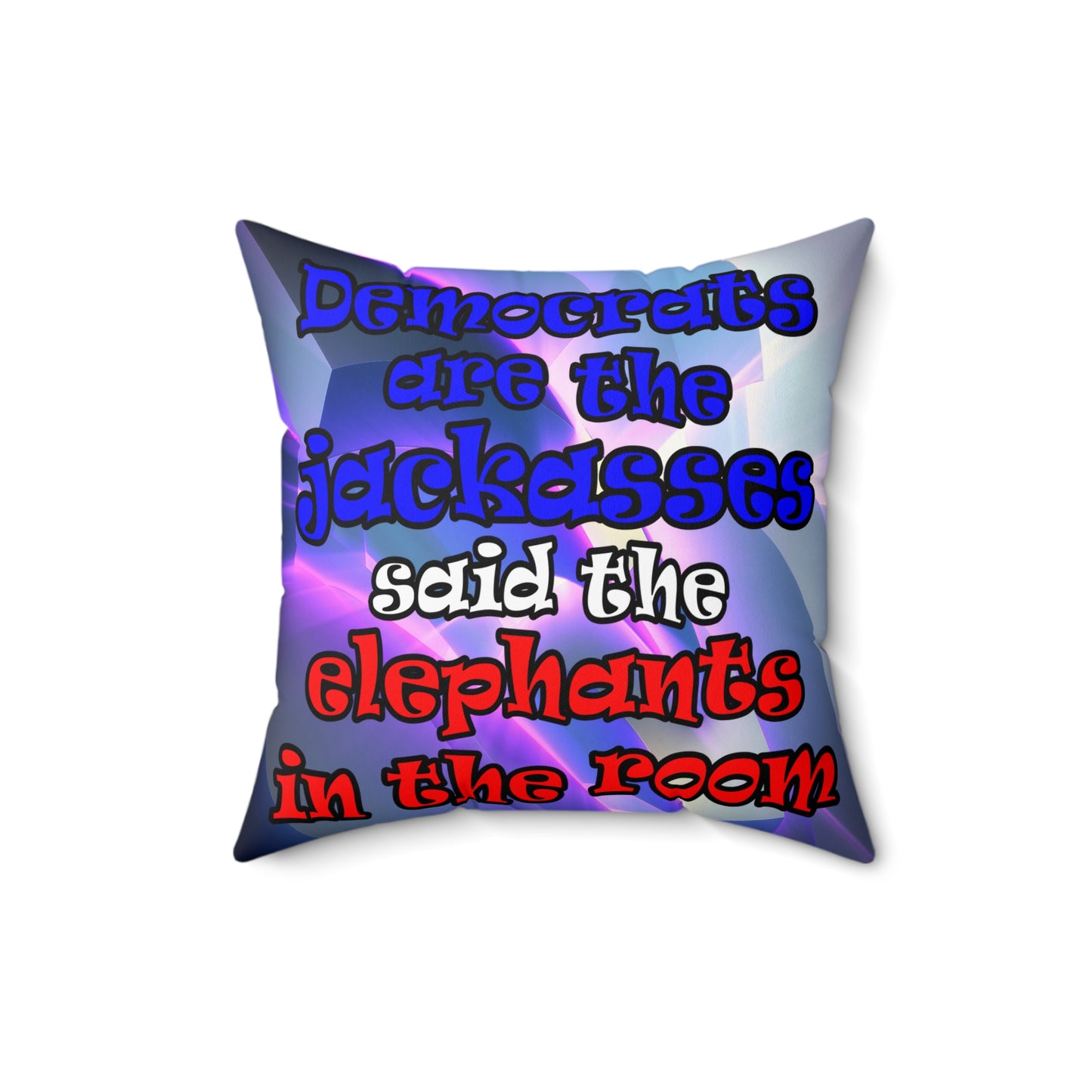donkeys and elephants - Spun Polyester Square Pillow - (grey-pink wave)
