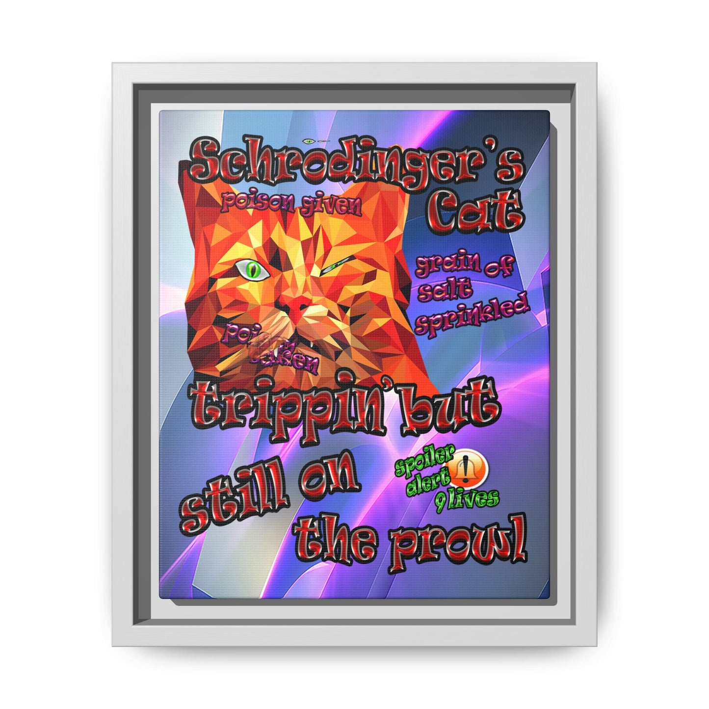 schrodinger's cat - framed canvas art (grey-pink wave)