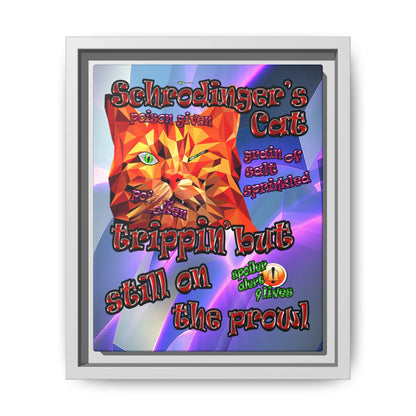schrodinger's cat - framed canvas art (grey-pink wave)