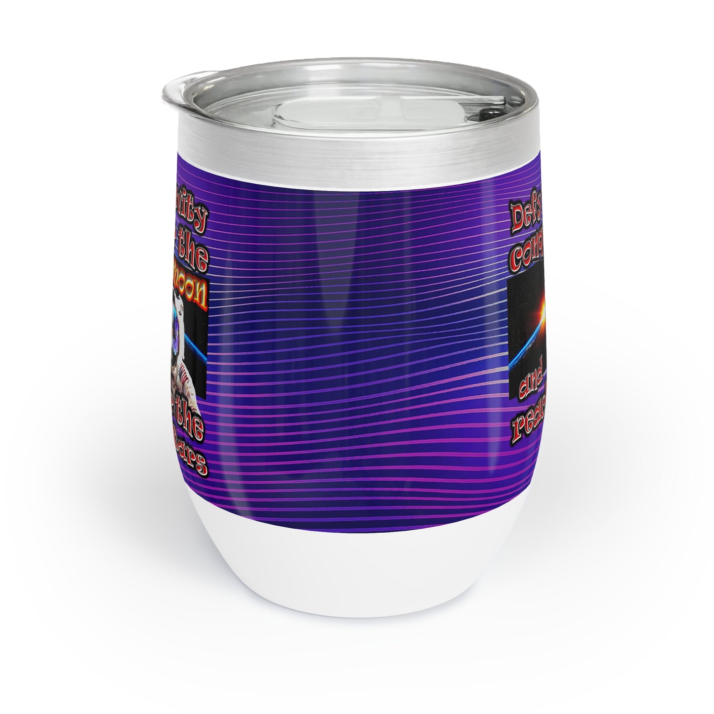 defy conquer reach - Chill Wine Tumbler (purple wave)