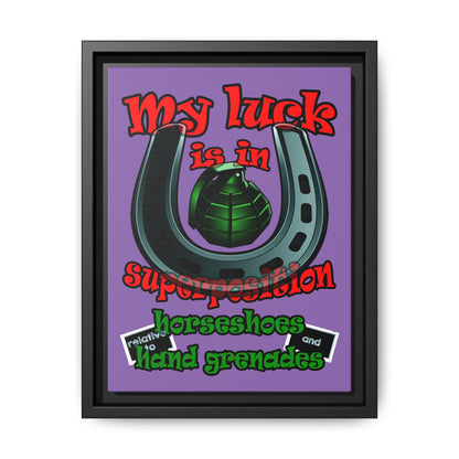 my luck - framed canvas art (light purple)