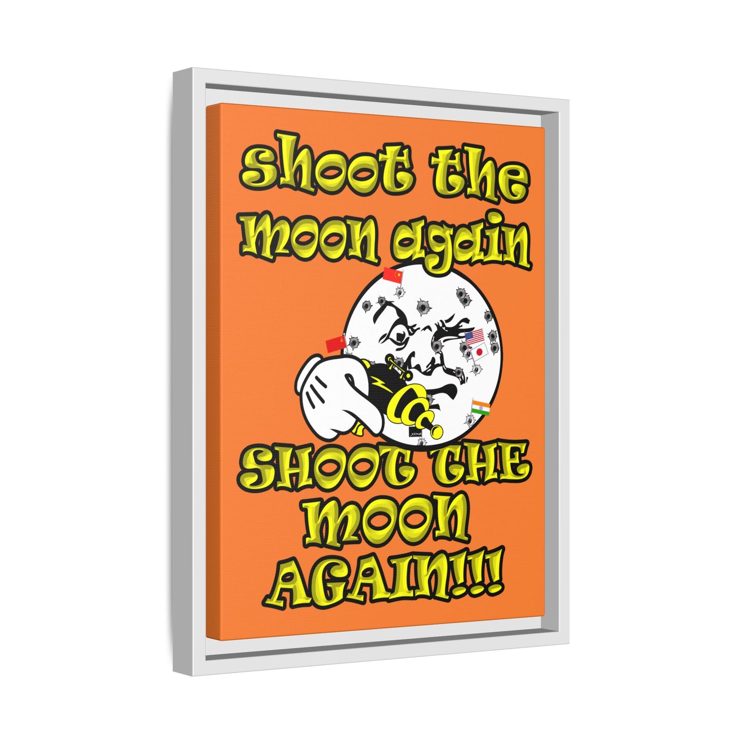 shoot the moon again - framed canvas art (crusta)