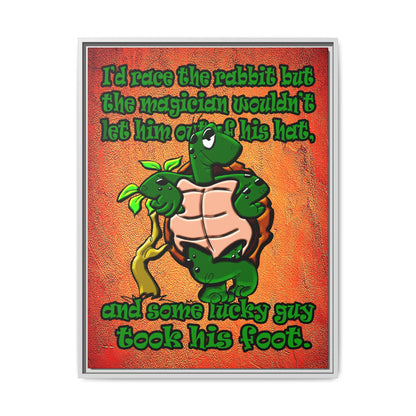 turtle race - framed canvas art (burnt orange)