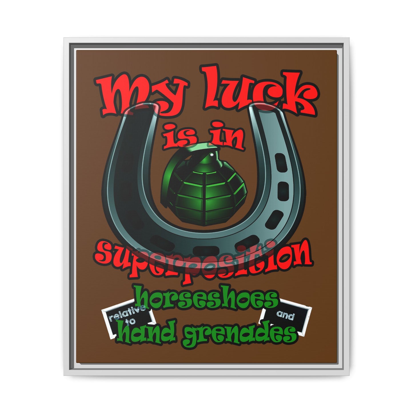 my luck - framed canvas art (brown)