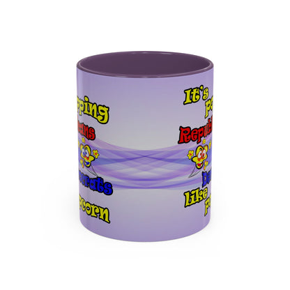 popping like popcorn - Accent Mug (light blue-pink wave)