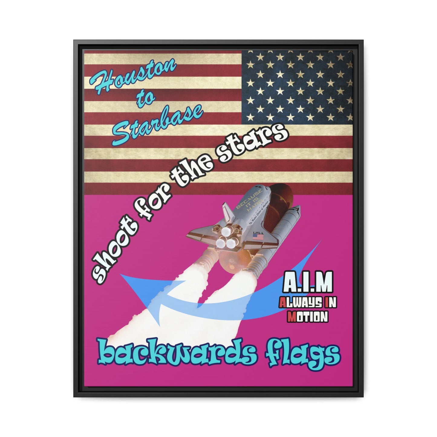shoot for the stars - framed canvas art (pink)