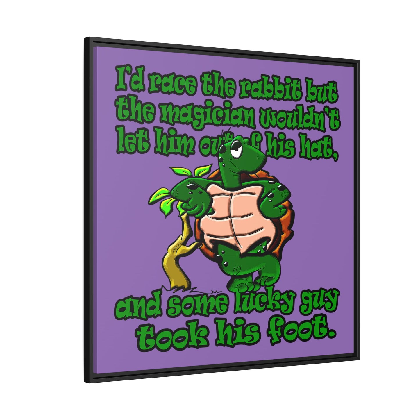 turtle race - framed canvas art (light purple)