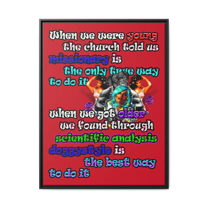 doggystyle - framed canvas art (dark red)