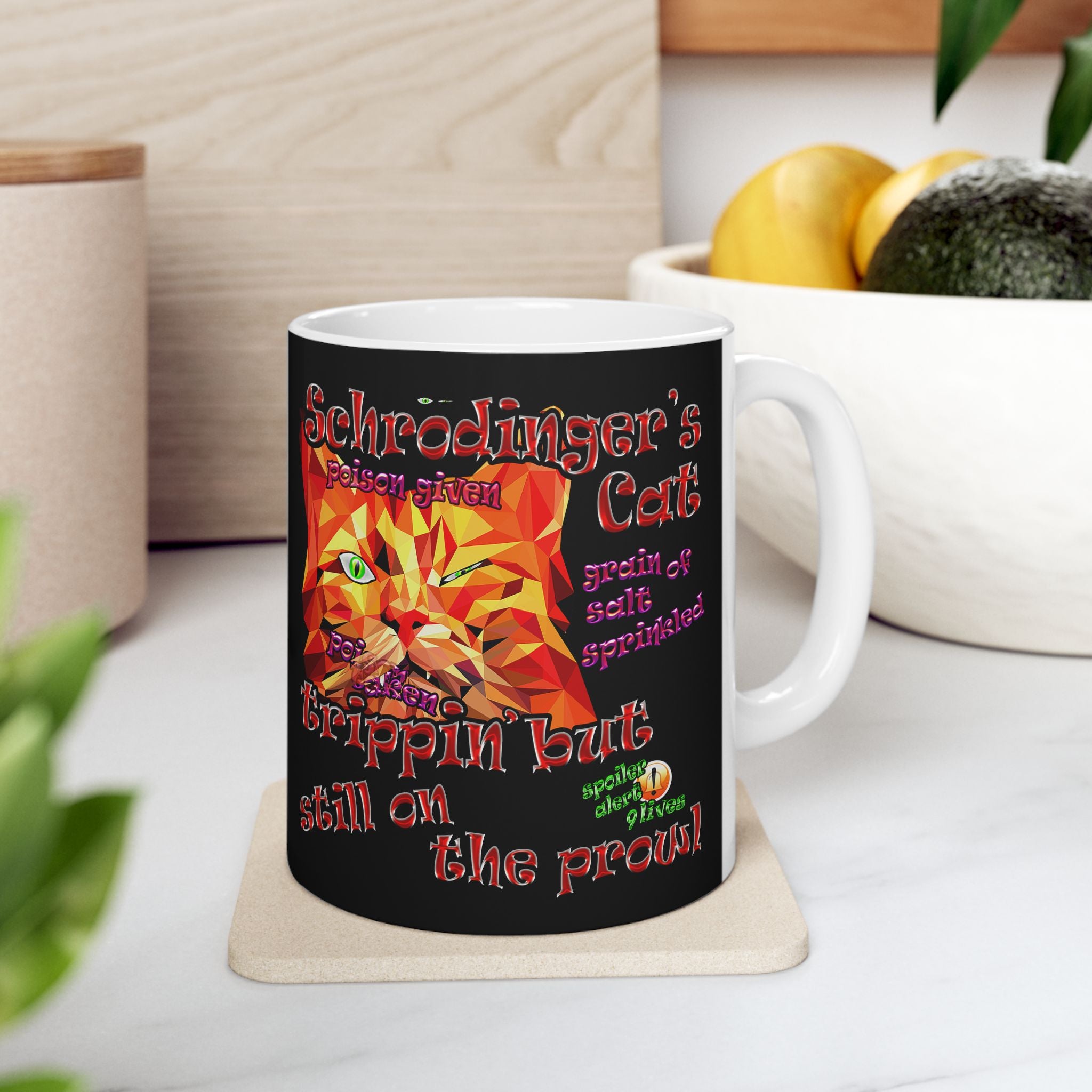 schrodinger's cat - White Mug (black)