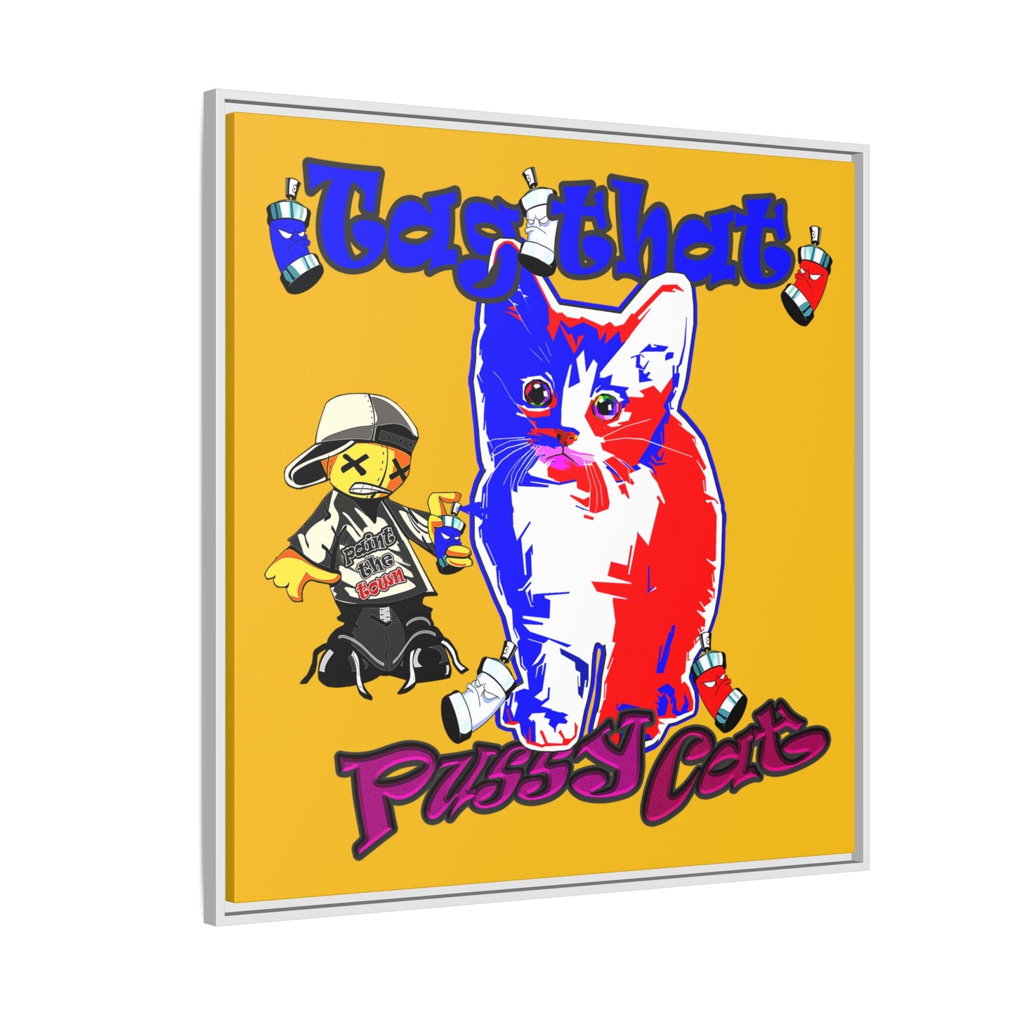 tag that - framed canvas art (yellow)