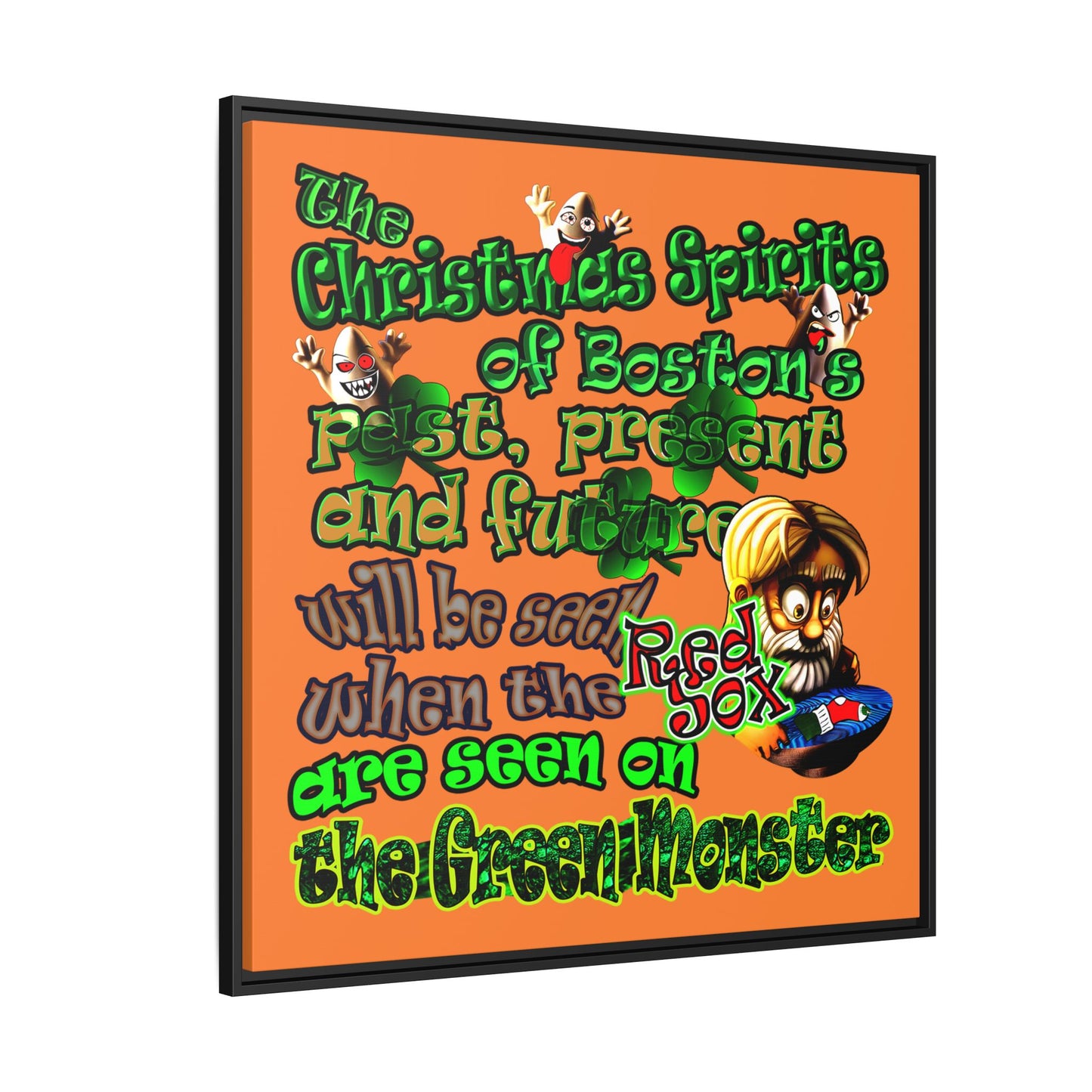 christmas spirits of boston - framed canvas art (crusta)