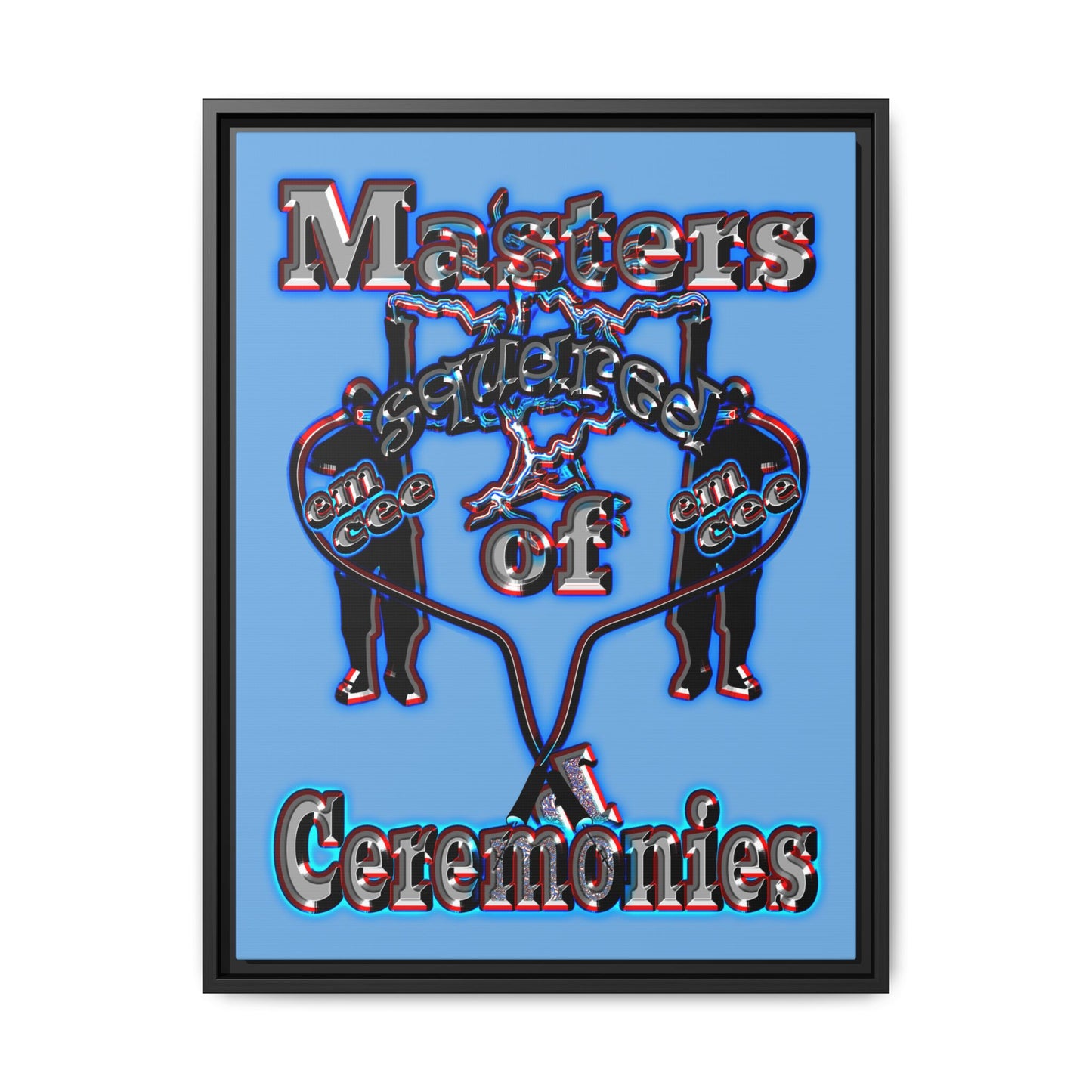 em cee squared - framed canvas art (light blue)