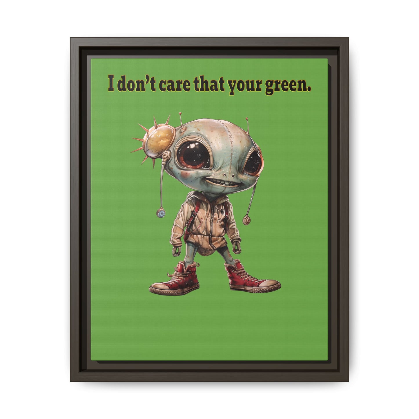 I don't care that your green - framed canvas art (green)