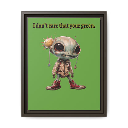 I don't care that your green - framed canvas art (green)
