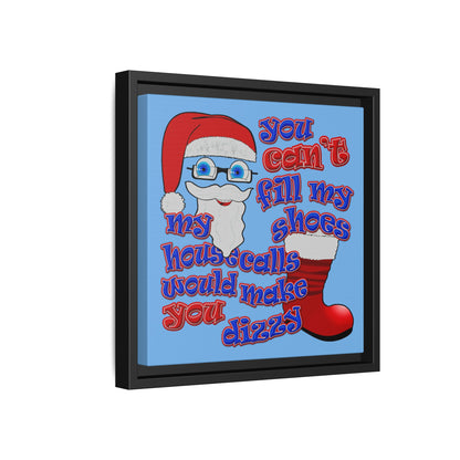 santa's shoes - framed canvas art (light blue)