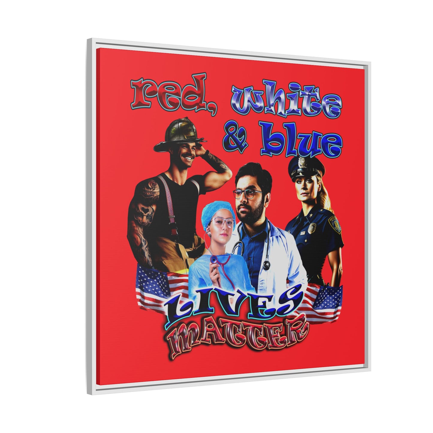 rw&b lives matter - framed canvas art (red)