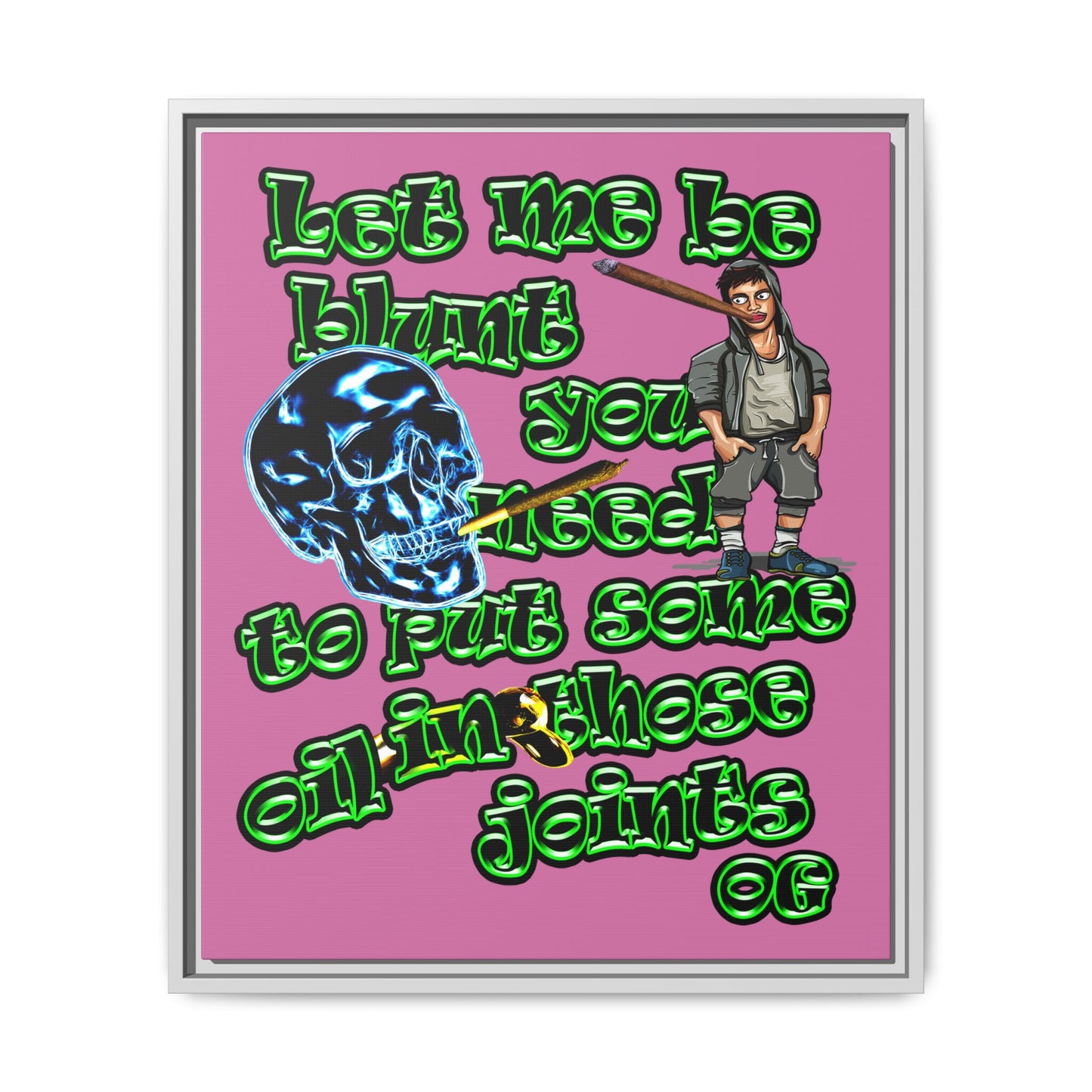 og - framed canvas art (light pink)