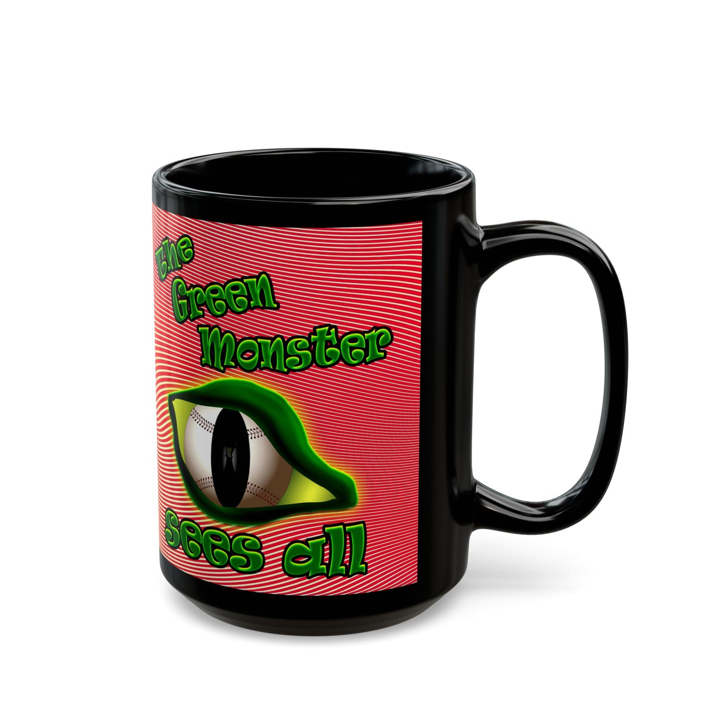 green monster - Black Mug (yellow-orange wave)