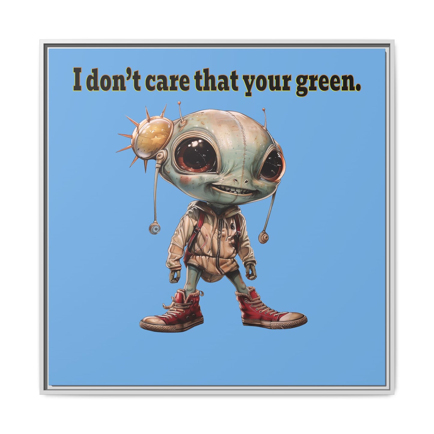 I don't care that your green - framed canvas art (light blue)