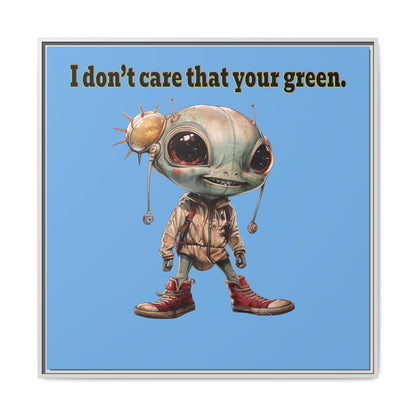 I don't care that your green - framed canvas art (light blue)