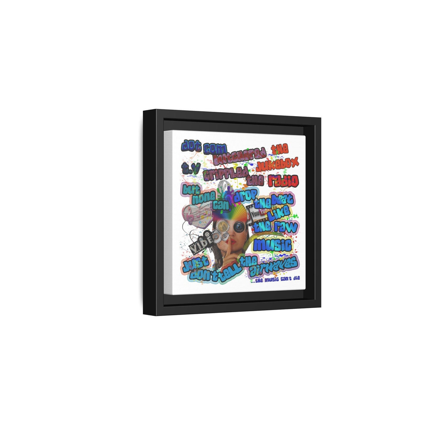 drop the beat - framed canvas art (white)