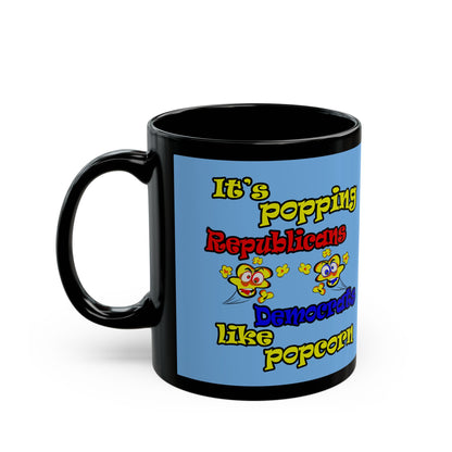 popping like popcorn - Black Mug (light blue)