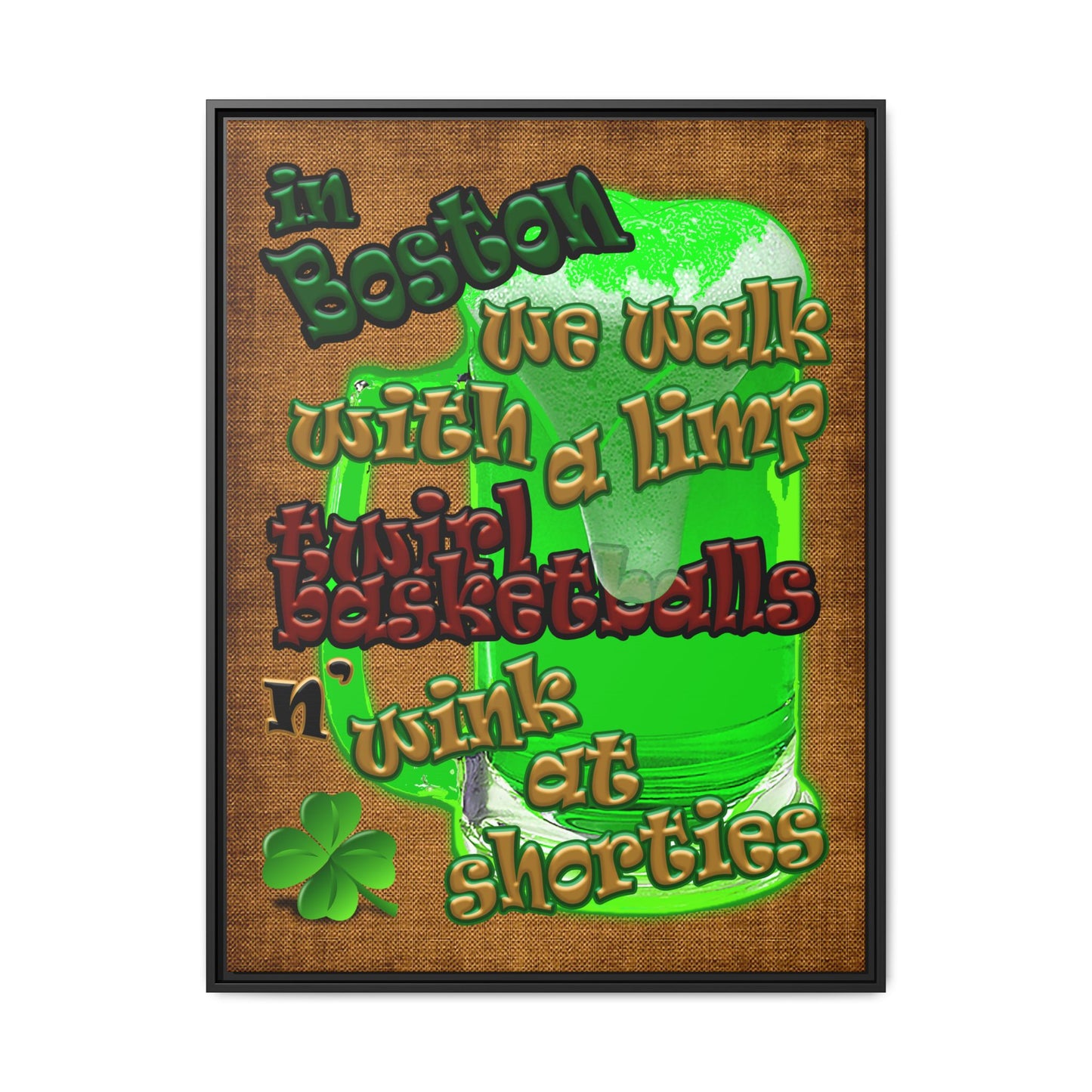 celtics logo - framed canvas art (brown papyrus)
