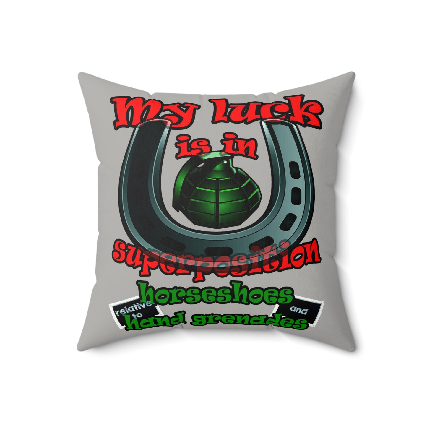 my luck - Faux Suede Square Pillow - (light grey)